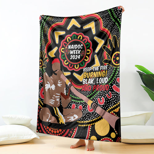 Australia Didgeridoo NAIDOC Week 2024 Blanket Keep The Fire Burning Blak Loud and Proud