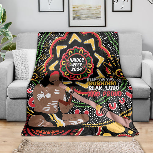 Australia Didgeridoo NAIDOC Week 2024 Blanket Keep The Fire Burning Blak Loud and Proud