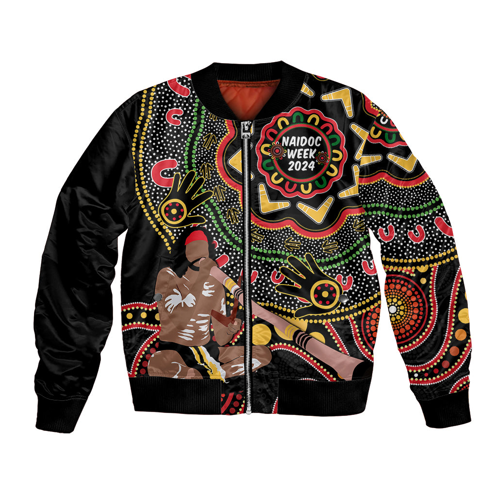 Australia Didgeridoo NAIDOC Week 2024 Bomber Jacket Keep The Fire Burning Blak Loud and Proud