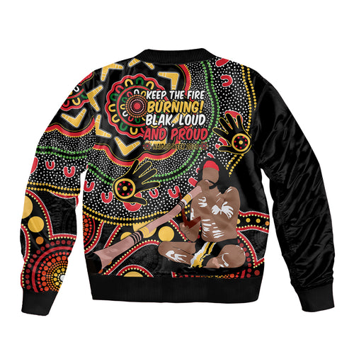 Australia Didgeridoo NAIDOC Week 2024 Bomber Jacket Keep The Fire Burning Blak Loud and Proud