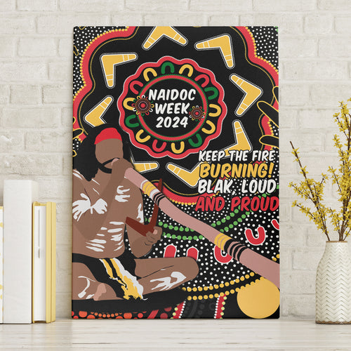 Australia Didgeridoo NAIDOC Week 2024 Canvas Wall Art Keep The Fire Burning Blak Loud and Proud