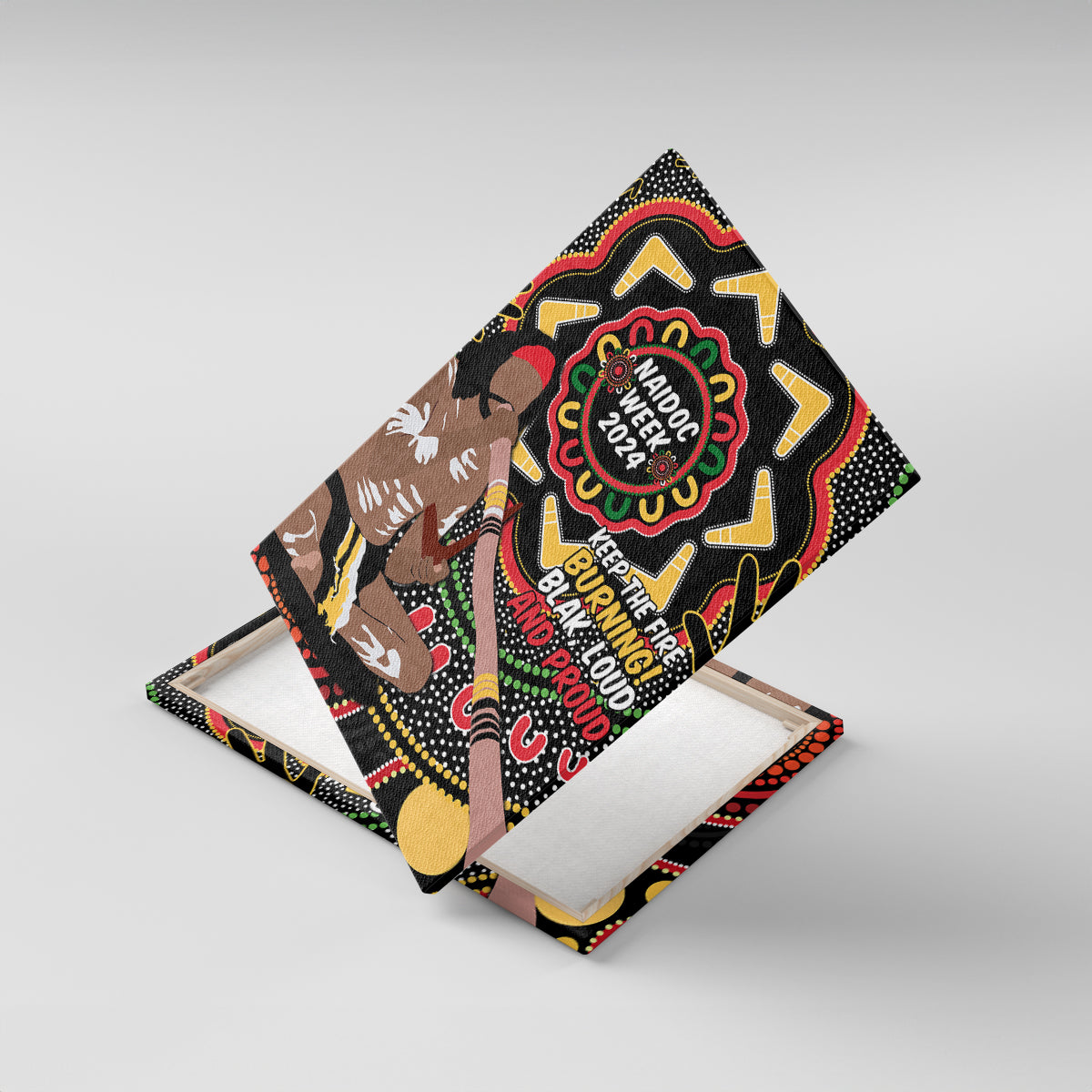 Australia Didgeridoo NAIDOC Week 2024 Canvas Wall Art Keep The Fire Burning Blak Loud and Proud