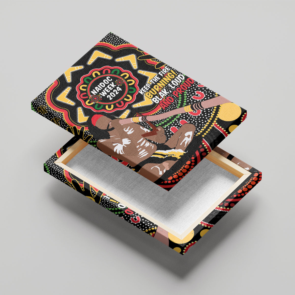 Australia Didgeridoo NAIDOC Week 2024 Canvas Wall Art Keep The Fire Burning Blak Loud and Proud