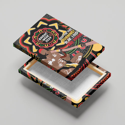 Australia Didgeridoo NAIDOC Week 2024 Canvas Wall Art Keep The Fire Burning Blak Loud and Proud