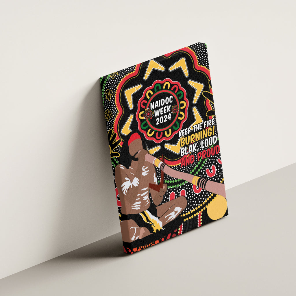 Australia Didgeridoo NAIDOC Week 2024 Canvas Wall Art Keep The Fire Burning Blak Loud and Proud