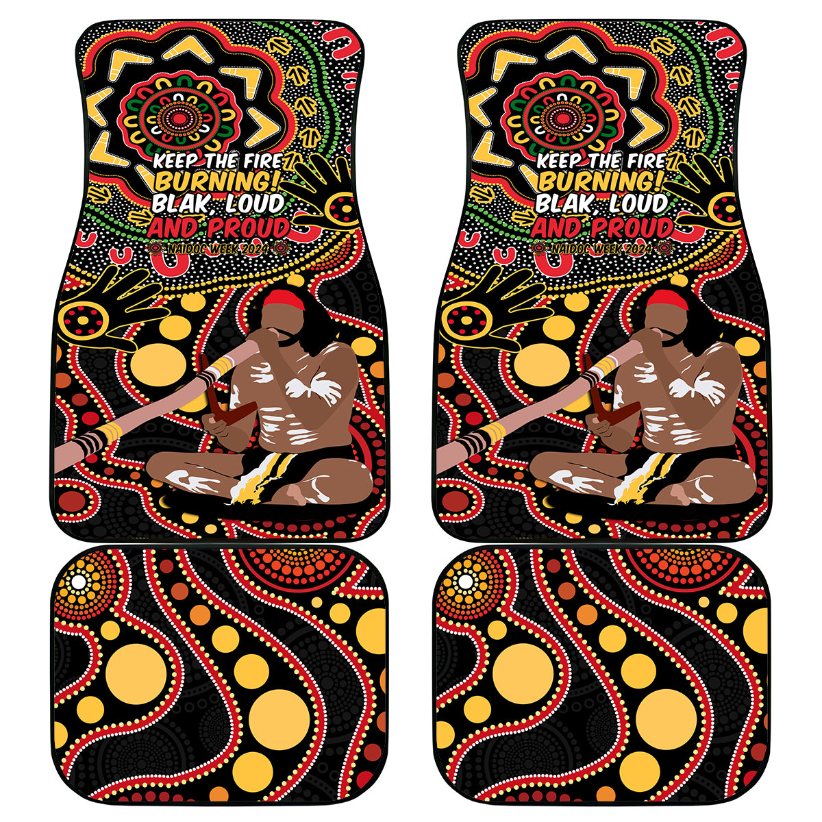 Australia Didgeridoo NAIDOC Week 2024 Car Mats Keep The Fire Burning Blak Loud and Proud