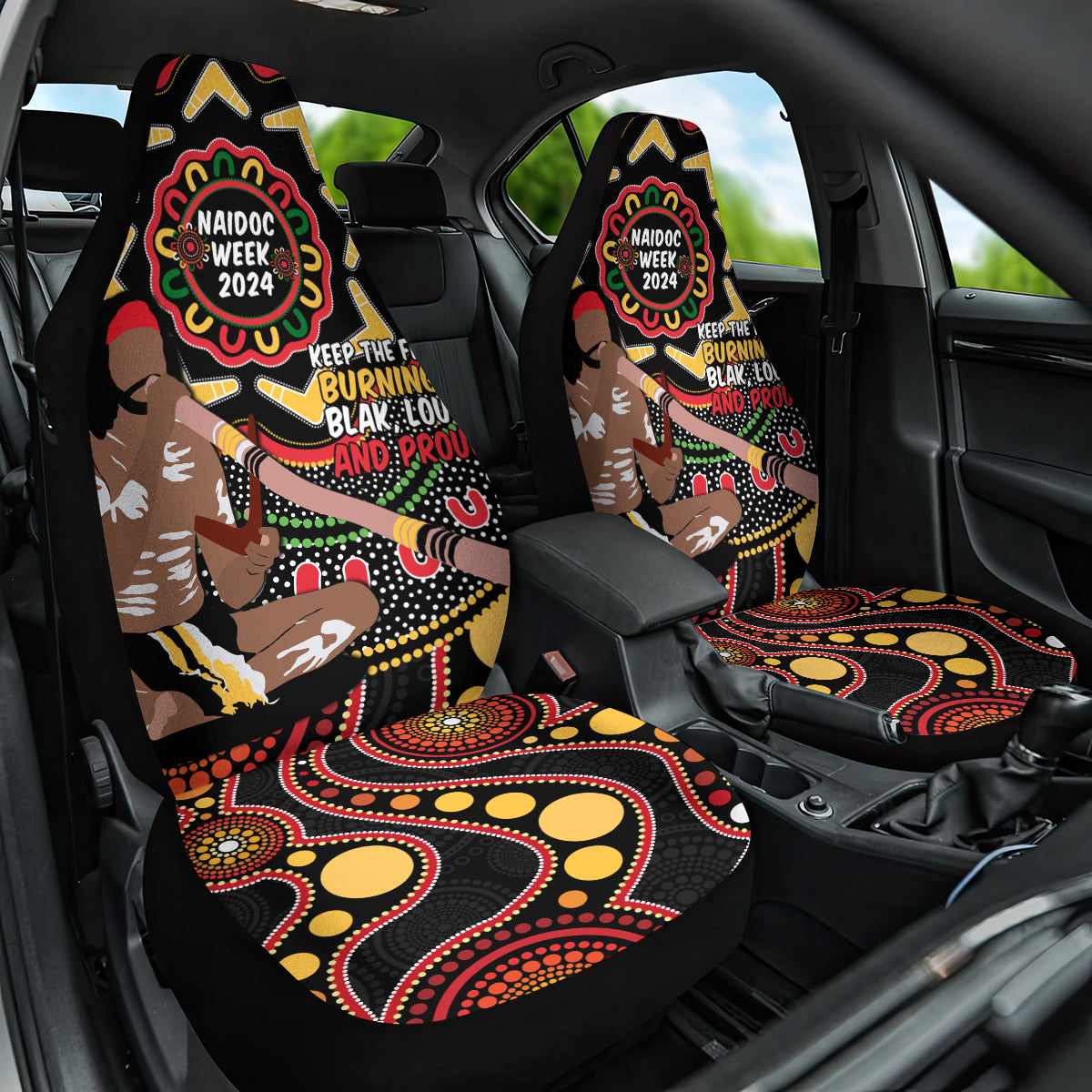 Australia Didgeridoo NAIDOC Week 2024 Car Seat Cover Keep The Fire Burning Blak Loud and Proud