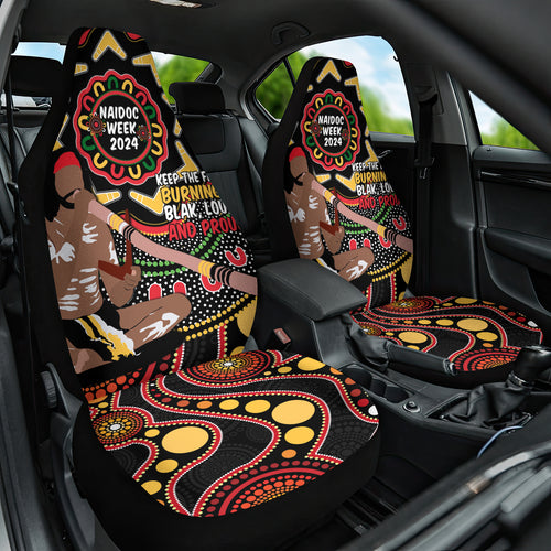 Australia Didgeridoo NAIDOC Week 2024 Car Seat Cover Keep The Fire Burning Blak Loud and Proud