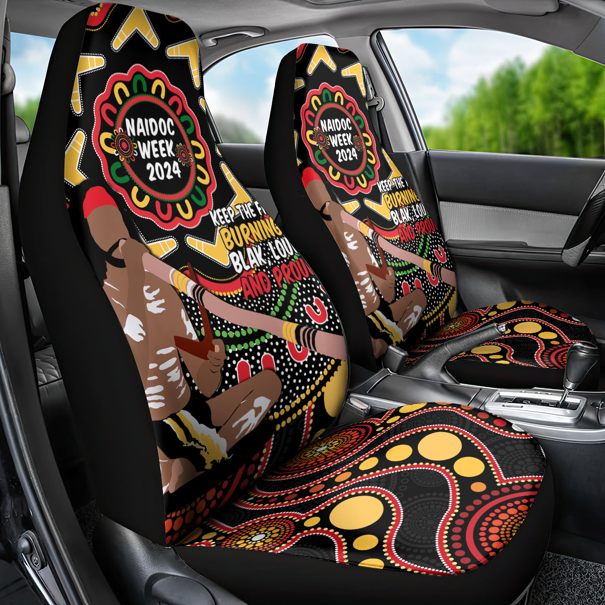 Australia Didgeridoo NAIDOC Week 2024 Car Seat Cover Keep The Fire Burning Blak Loud and Proud