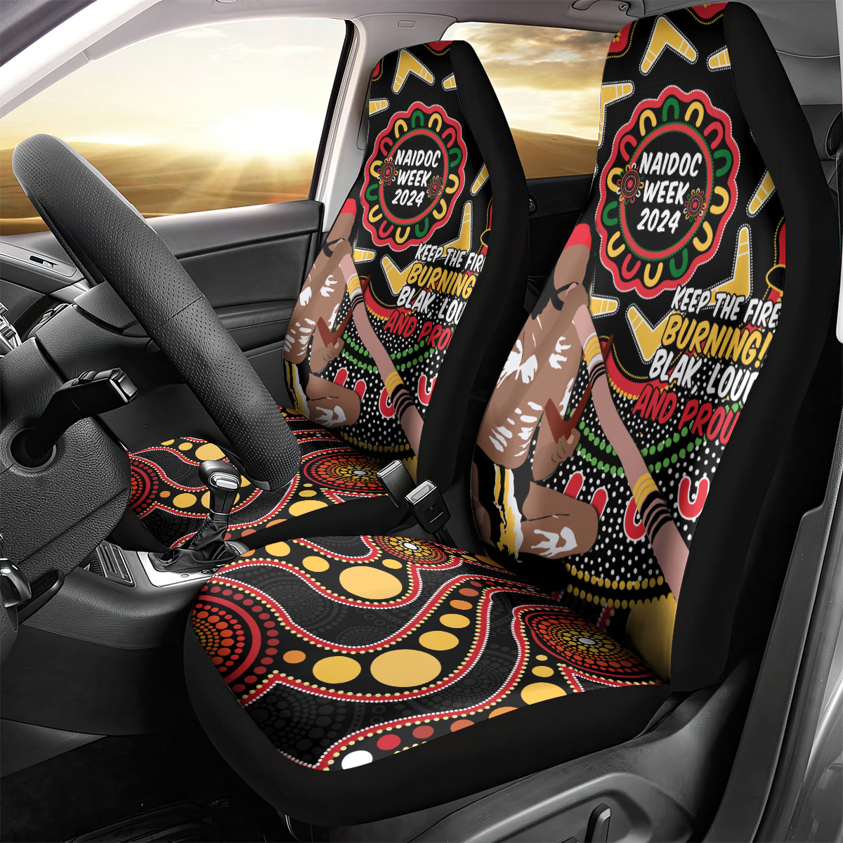 Australia Didgeridoo NAIDOC Week 2024 Car Seat Cover Keep The Fire Burning Blak Loud and Proud