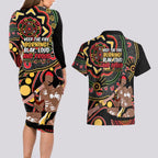 Australia Didgeridoo NAIDOC Week 2024 Couples Matching Long Sleeve Bodycon Dress and Hawaiian Shirt Keep The Fire Burning Blak Loud and Proud