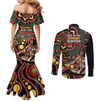 Australia Didgeridoo NAIDOC Week 2024 Couples Matching Mermaid Dress and Long Sleeve Button Shirt Keep The Fire Burning Blak Loud and Proud