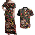Australia Didgeridoo NAIDOC Week 2024 Couples Matching Off Shoulder Maxi Dress and Hawaiian Shirt Keep The Fire Burning Blak Loud and Proud