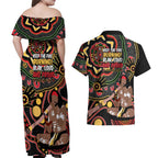 Australia Didgeridoo NAIDOC Week 2024 Couples Matching Off Shoulder Maxi Dress and Hawaiian Shirt Keep The Fire Burning Blak Loud and Proud