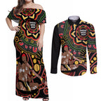 Australia Didgeridoo NAIDOC Week 2024 Couples Matching Off Shoulder Maxi Dress and Long Sleeve Button Shirt Keep The Fire Burning Blak Loud and Proud