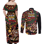 Australia Didgeridoo NAIDOC Week 2024 Couples Matching Off Shoulder Maxi Dress and Long Sleeve Button Shirt Keep The Fire Burning Blak Loud and Proud