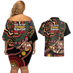 Australia Didgeridoo NAIDOC Week 2024 Couples Matching Off Shoulder Short Dress and Hawaiian Shirt Keep The Fire Burning Blak Loud and Proud