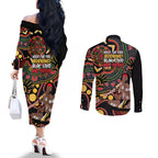Australia Didgeridoo NAIDOC Week 2024 Couples Matching Off The Shoulder Long Sleeve Dress and Long Sleeve Button Shirt Keep The Fire Burning Blak Loud and Proud