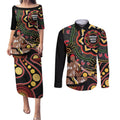 Australia Didgeridoo NAIDOC Week 2024 Couples Matching Puletasi and Long Sleeve Button Shirt Keep The Fire Burning Blak Loud and Proud