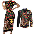 Australia Didgeridoo NAIDOC Week 2024 Couples Matching Short Sleeve Bodycon Dress and Long Sleeve Button Shirt Keep The Fire Burning Blak Loud and Proud