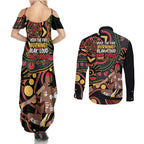 Australia Didgeridoo NAIDOC Week 2024 Couples Matching Summer Maxi Dress and Long Sleeve Button Shirt Keep The Fire Burning Blak Loud and Proud