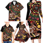 Australia Didgeridoo NAIDOC Week 2024 Family Matching Long Sleeve Bodycon Dress and Hawaiian Shirt Keep The Fire Burning Blak Loud and Proud