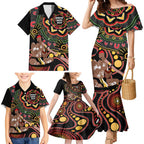 Australia Didgeridoo NAIDOC Week 2024 Family Matching Mermaid Dress and Hawaiian Shirt Keep The Fire Burning Blak Loud and Proud