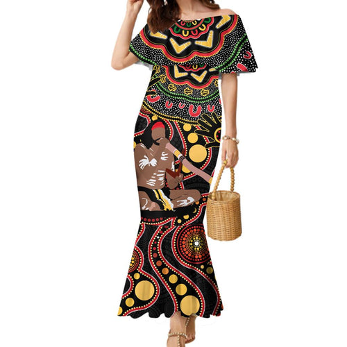 Australia Didgeridoo NAIDOC Week 2024 Family Matching Mermaid Dress and Hawaiian Shirt Keep The Fire Burning Blak Loud and Proud