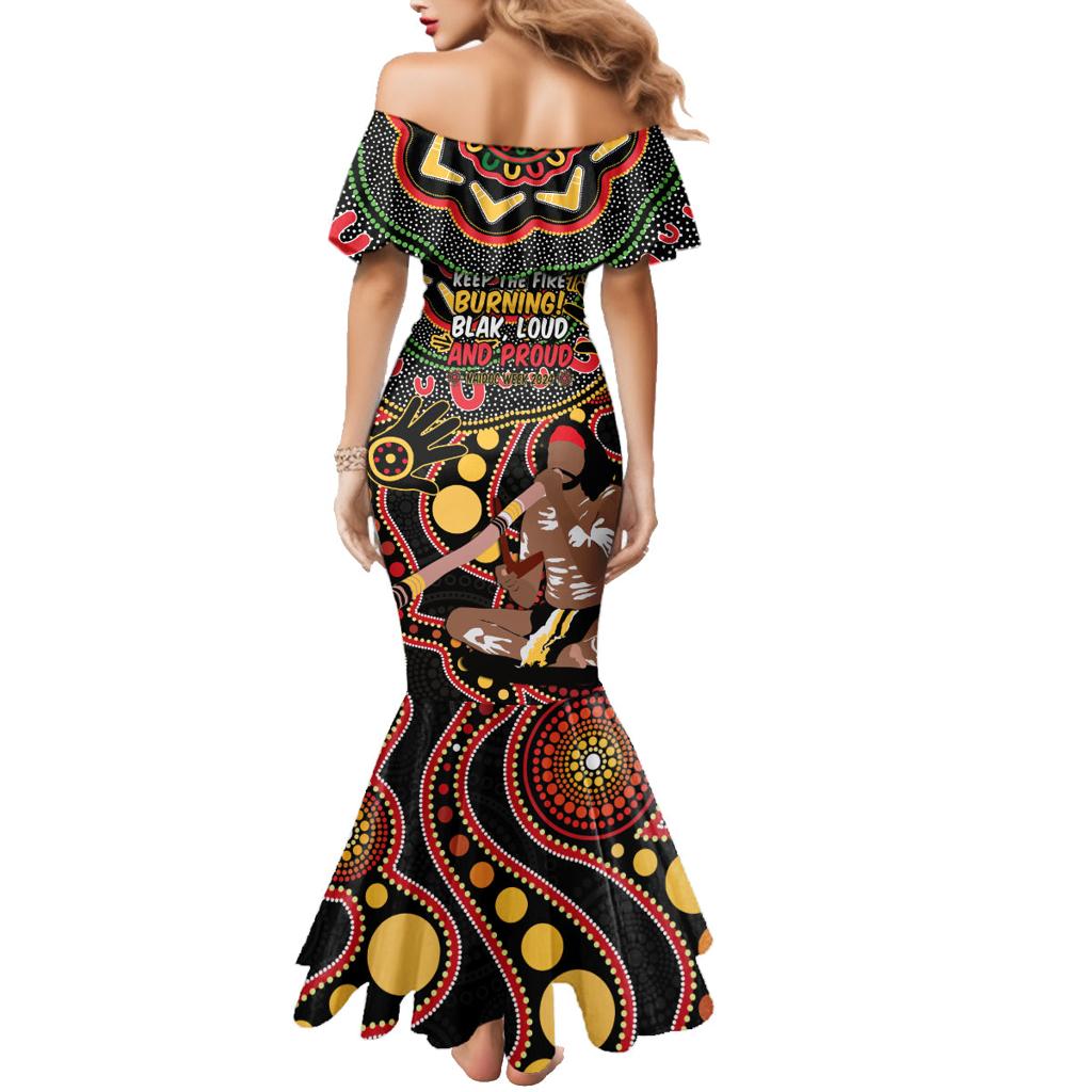 Australia Didgeridoo NAIDOC Week 2024 Family Matching Mermaid Dress and Hawaiian Shirt Keep The Fire Burning Blak Loud and Proud