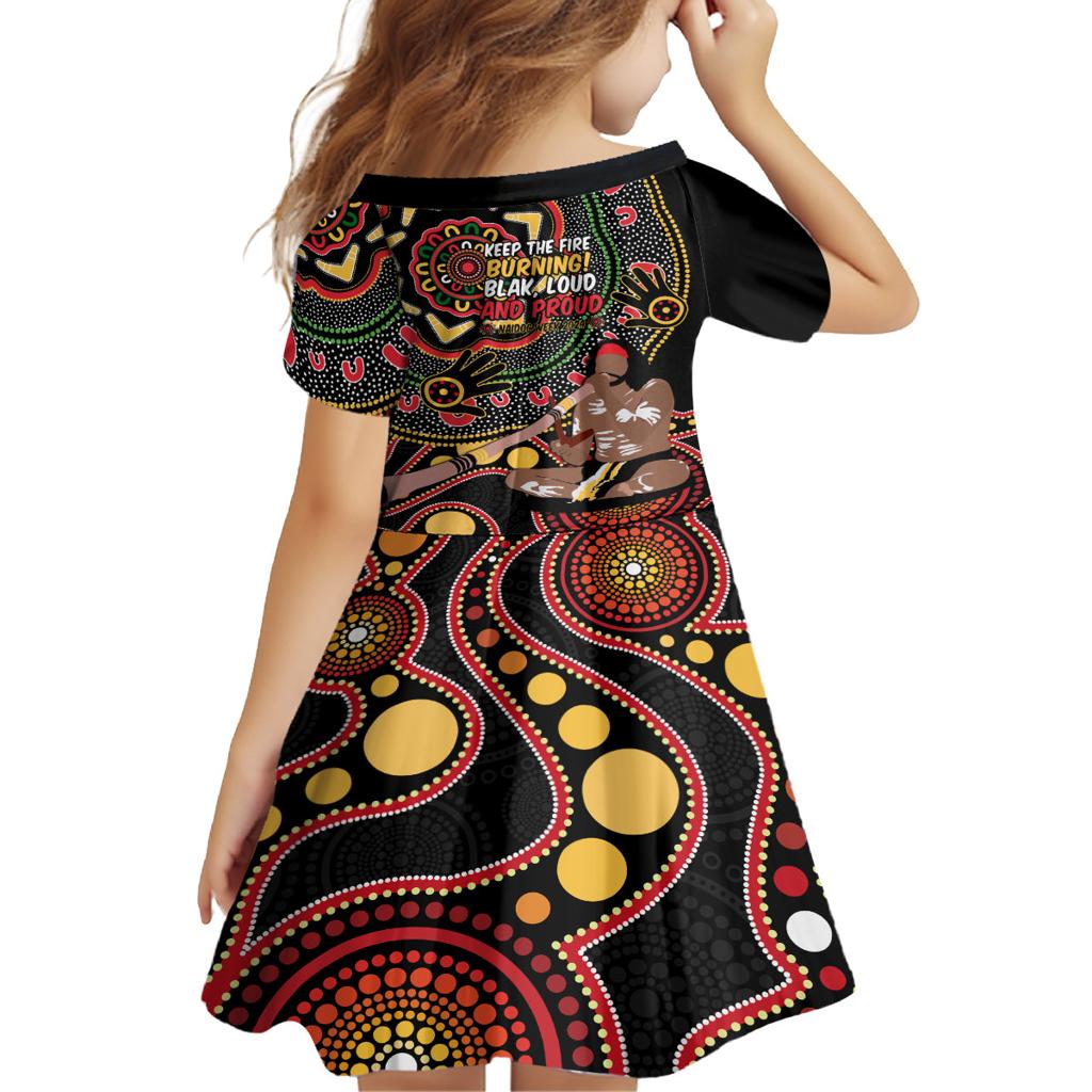 Australia Didgeridoo NAIDOC Week 2024 Family Matching Off Shoulder Long Sleeve Dress and Hawaiian Shirt Keep The Fire Burning Blak Loud and Proud