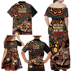 Australia Didgeridoo NAIDOC Week 2024 Family Matching Off Shoulder Maxi Dress and Hawaiian Shirt Keep The Fire Burning Blak Loud and Proud
