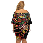 Australia Didgeridoo NAIDOC Week 2024 Family Matching Off Shoulder Short Dress and Hawaiian Shirt Keep The Fire Burning Blak Loud and Proud