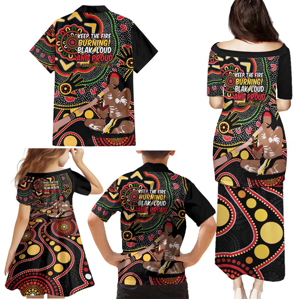 Australia Didgeridoo NAIDOC Week 2024 Family Matching Puletasi and Hawaiian Shirt Keep The Fire Burning Blak Loud and Proud