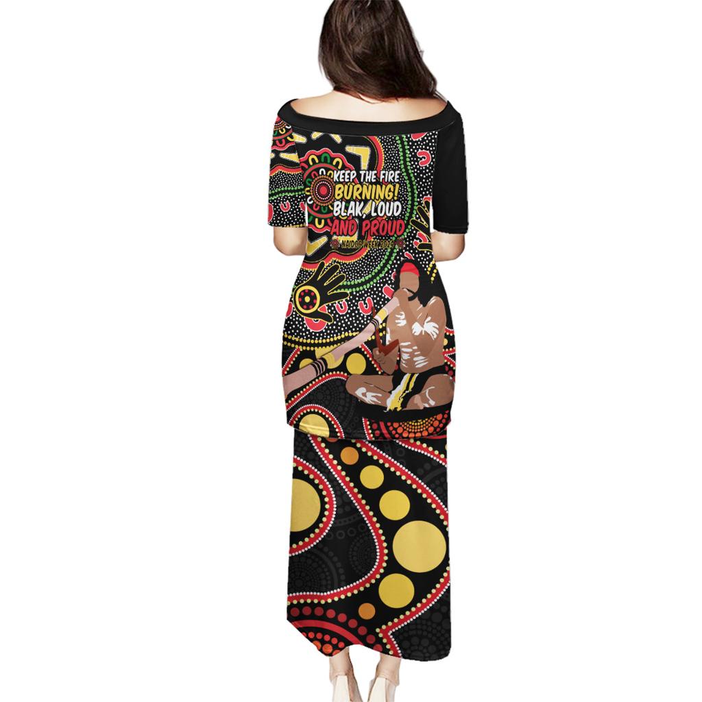 Australia Didgeridoo NAIDOC Week 2024 Family Matching Puletasi and Hawaiian Shirt Keep The Fire Burning Blak Loud and Proud