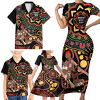 Australia Didgeridoo NAIDOC Week 2024 Family Matching Short Sleeve Bodycon Dress and Hawaiian Shirt Keep The Fire Burning Blak Loud and Proud