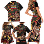 Australia Didgeridoo NAIDOC Week 2024 Family Matching Short Sleeve Bodycon Dress and Hawaiian Shirt Keep The Fire Burning Blak Loud and Proud