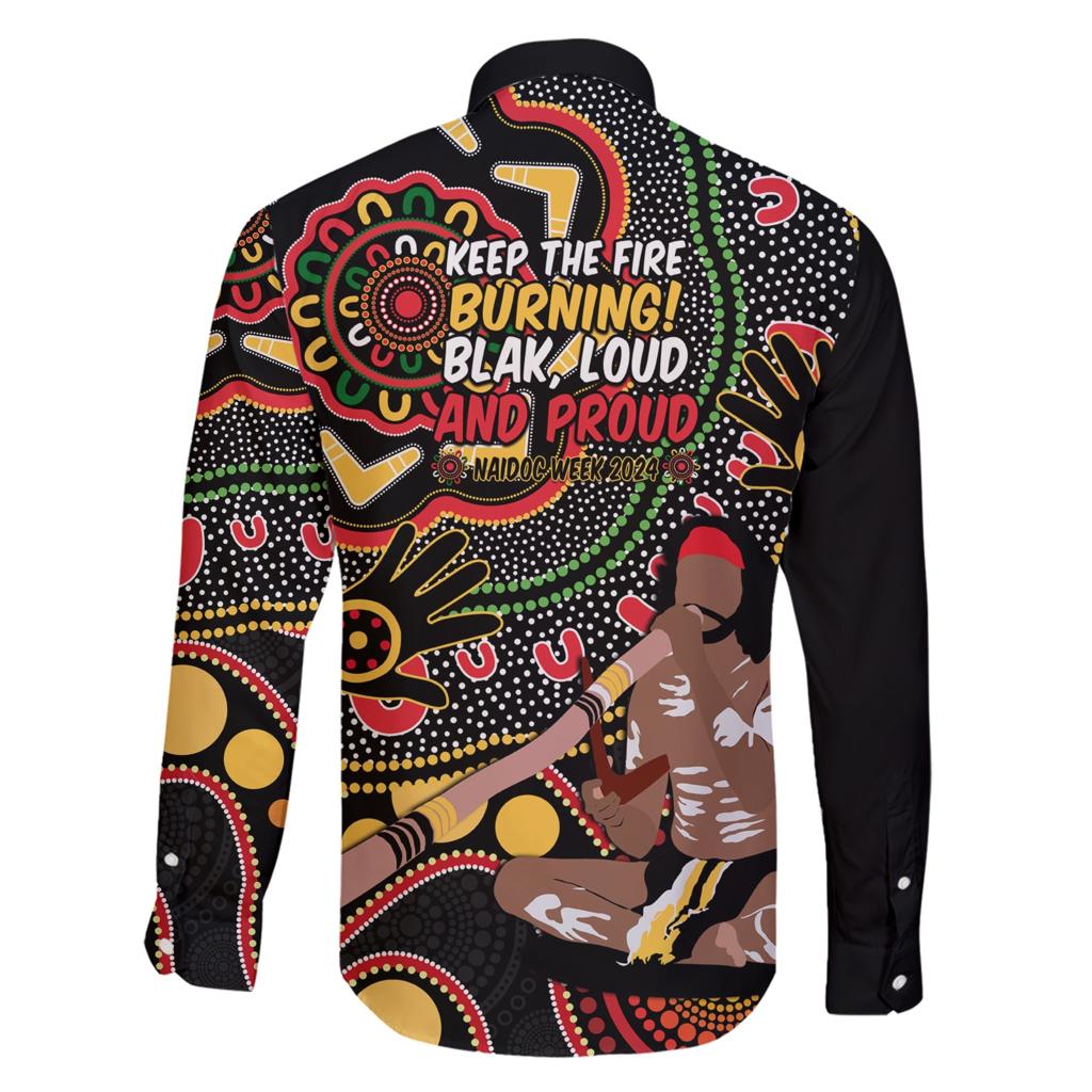 Australia Didgeridoo NAIDOC Week 2024 Family Matching Short Sleeve Bodycon Dress and Hawaiian Shirt Keep The Fire Burning Blak Loud and Proud
