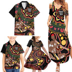 Australia Didgeridoo NAIDOC Week 2024 Family Matching Summer Maxi Dress and Hawaiian Shirt Keep The Fire Burning Blak Loud and Proud