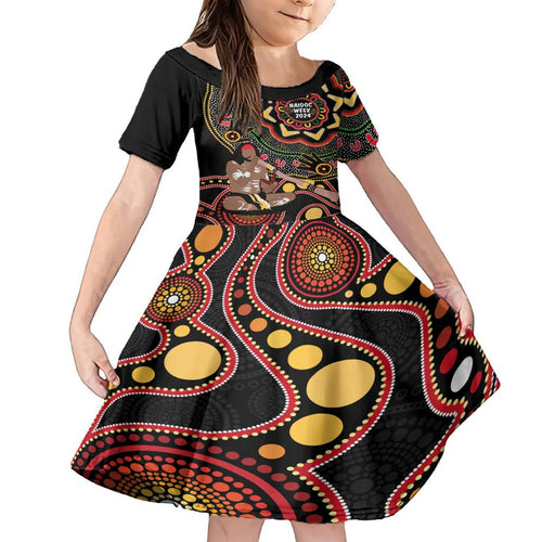 Australia Didgeridoo NAIDOC Week 2024 Family Matching Summer Maxi Dress and Hawaiian Shirt Keep The Fire Burning Blak Loud and Proud