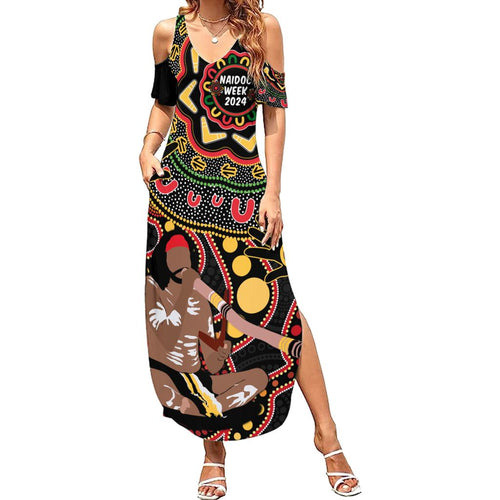 Australia Didgeridoo NAIDOC Week 2024 Family Matching Summer Maxi Dress and Hawaiian Shirt Keep The Fire Burning Blak Loud and Proud
