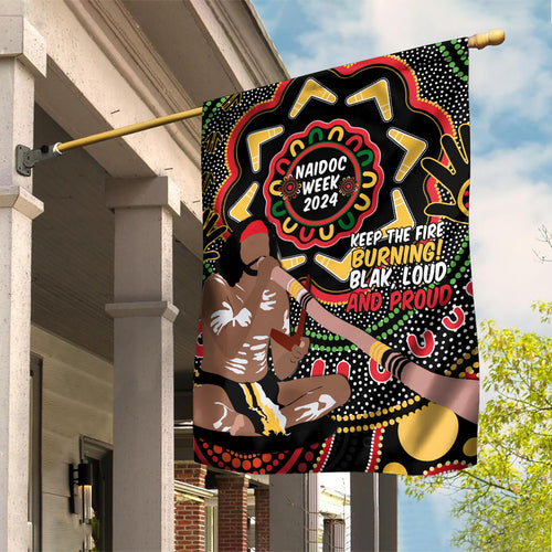 Australia Didgeridoo NAIDOC Week 2024 Garden Flag Keep The Fire Burning Blak Loud and Proud