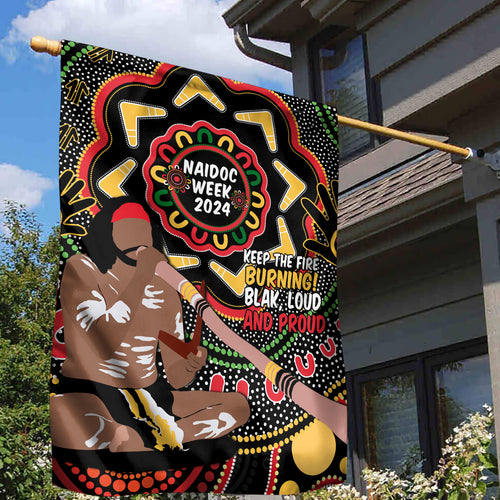 Australia Didgeridoo NAIDOC Week 2024 Garden Flag Keep The Fire Burning Blak Loud and Proud