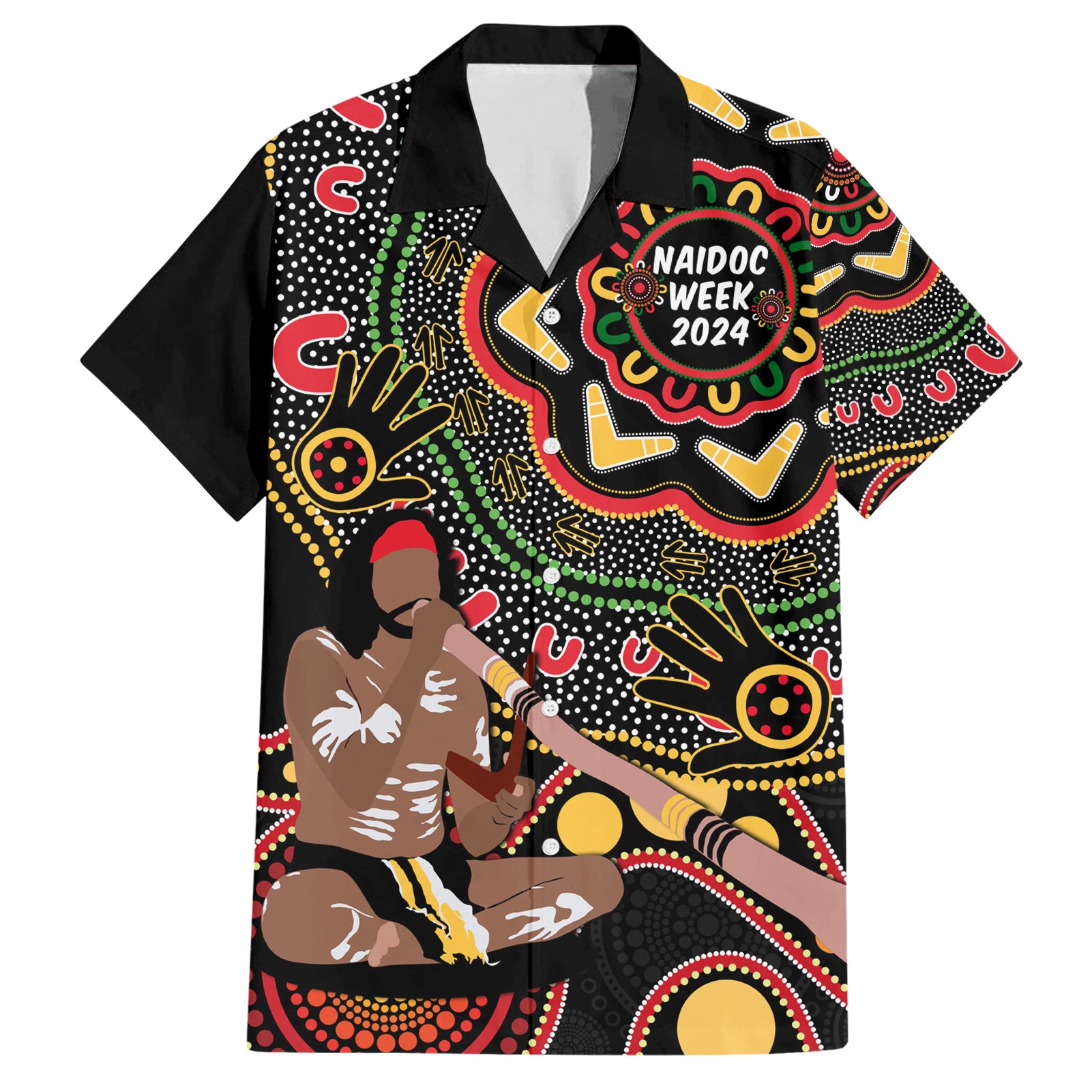 Australia Didgeridoo NAIDOC Week 2024 Hawaiian Shirt Keep The Fire Burning Blak Loud and Proud