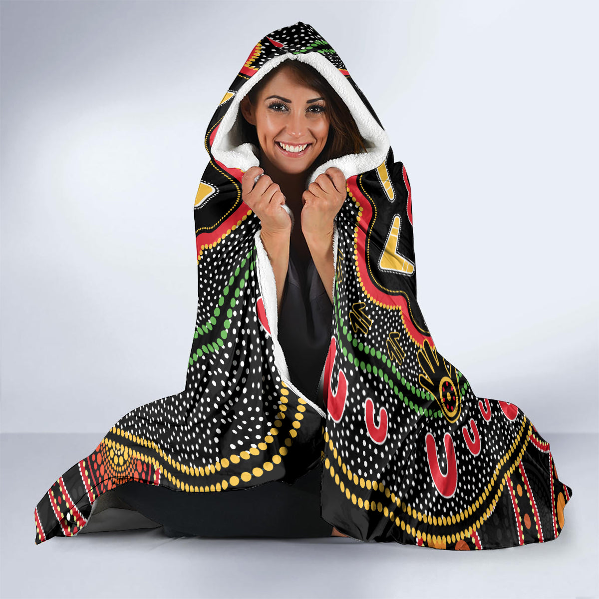 Australia Didgeridoo NAIDOC Week 2024 Hooded Blanket Keep The Fire Burning Blak Loud and Proud
