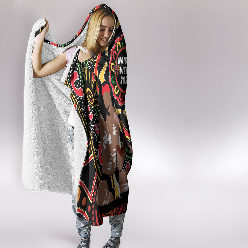 Australia Didgeridoo NAIDOC Week 2024 Hooded Blanket Keep The Fire Burning Blak Loud and Proud