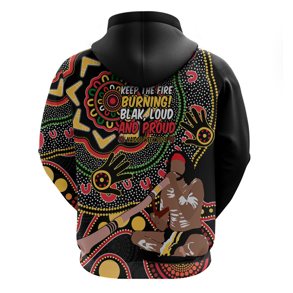 Australia Didgeridoo NAIDOC Week 2024 Hoodie Keep The Fire Burning Blak Loud and Proud