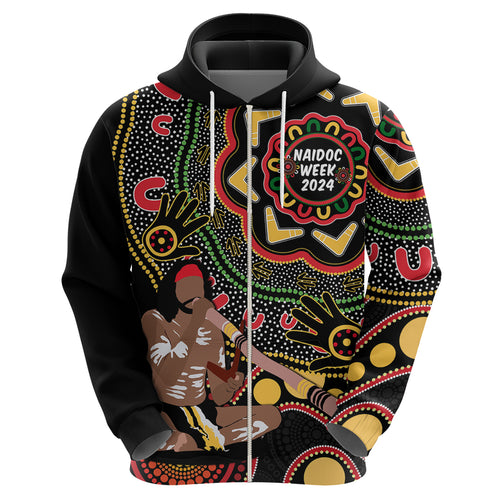 Australia Didgeridoo NAIDOC Week 2024 Hoodie Keep The Fire Burning Blak Loud and Proud