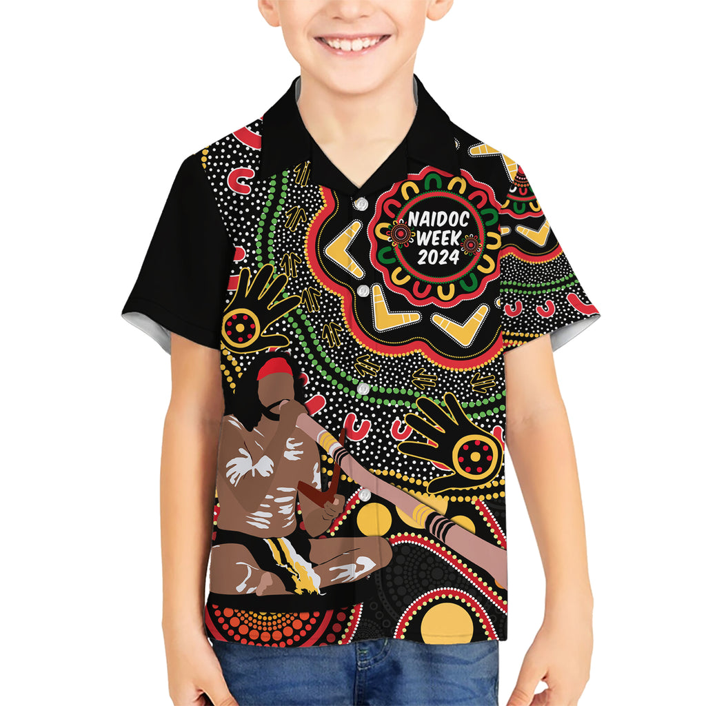 Australia Didgeridoo NAIDOC Week 2024 Kid Hawaiian Shirt Keep The Fire Burning Blak Loud and Proud