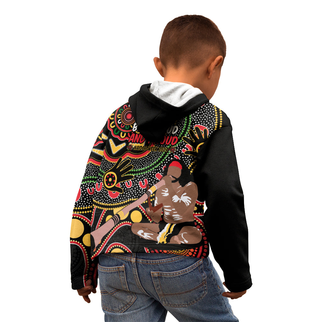 Australia Didgeridoo NAIDOC Week 2024 Kid Hoodie Keep The Fire Burning Blak Loud and Proud