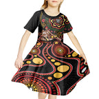 Australia Didgeridoo NAIDOC Week 2024 Kid Short Sleeve Dress Keep The Fire Burning Blak Loud and Proud